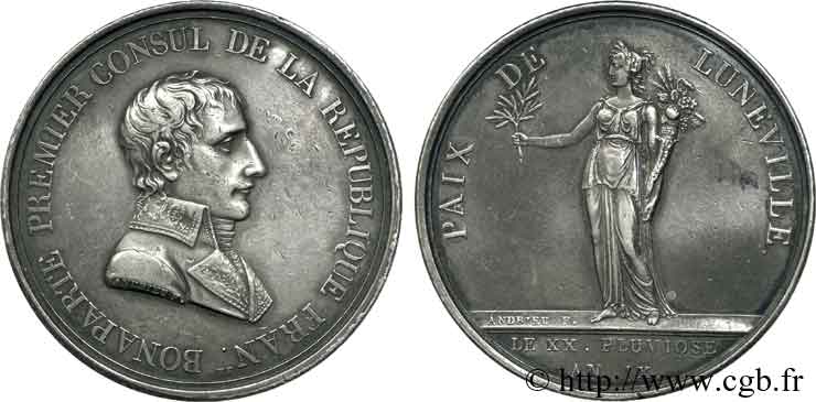 CONSULAT Médaille AR 41, paix de Lunéville TTB