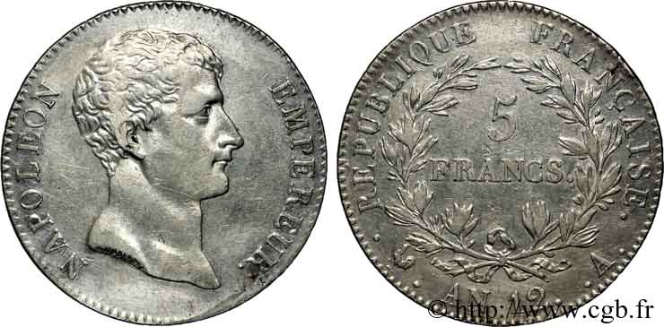 5 francs Napoléon empereur, Type intermédiaire 1804 Paris F.302/1 TTB 