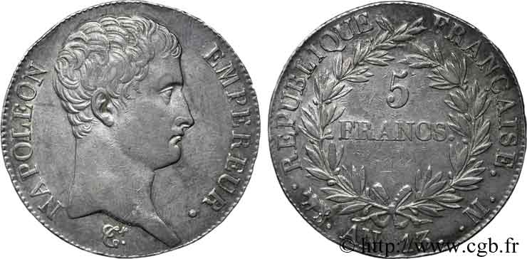 5 francs Napoléon empereur, calendrier révolutionnaire 1805 Toulouse F.303/13 AU 