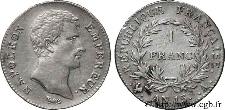 1 franc Napoléon Empereur, Calendrier révolutionnaire 1805 Paris F.201/14 TTB 
