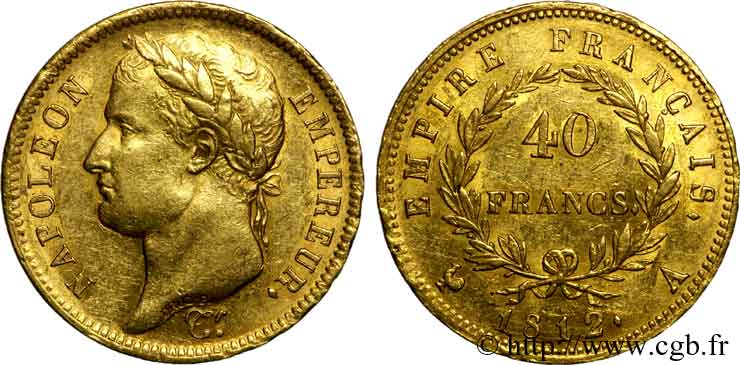 40 francs or Napoléon tête laurée, Empire français 1812 Paris F.541/9 BB 