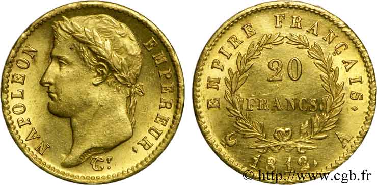 20 francs or Napoléon, tête laurée, Empire français 1812 Paris F.516/22 fST 