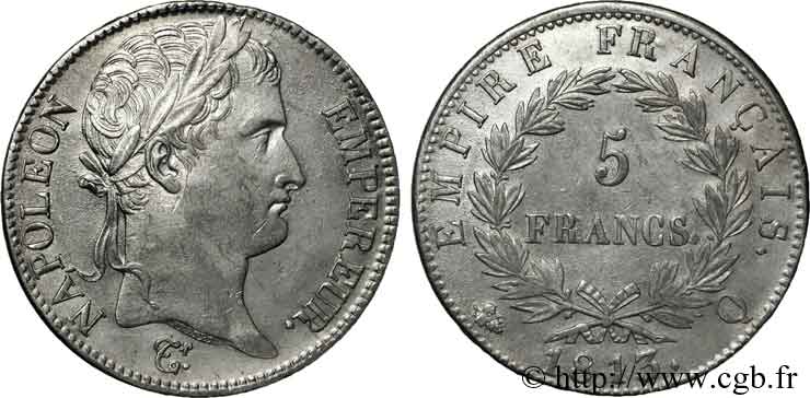 5 francs Napoléon empereur, Empire français 1813 Perpignan F.307/70 SPL 