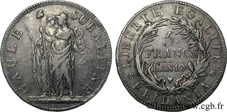 5 francs 1802 Turin VG.846  MBC 
