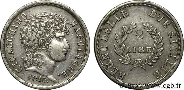 2 lires, rameaux courts 1813 Naples VG.2258  TTB 