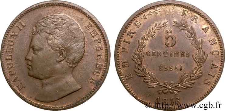 5 centimes, essai en bronze 1816  VG.2413  AU 