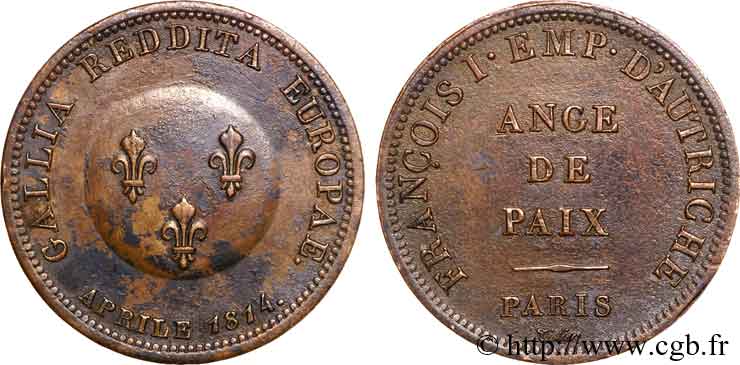 Module de 2 francs pour François Ier d’Autriche 1814  VG.2356  MBC 
