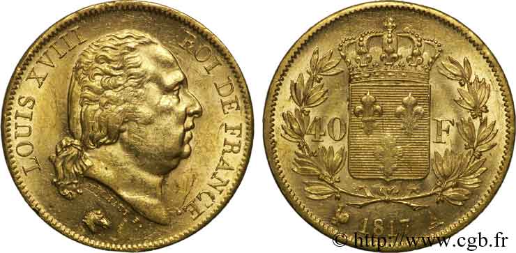 40 francs or Louis XVIII 1817 Paris F.542/6 VZ 