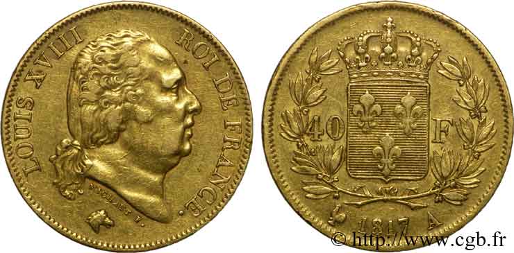 40 francs or Louis XVIII 1817 Paris F.542/6 TTB 