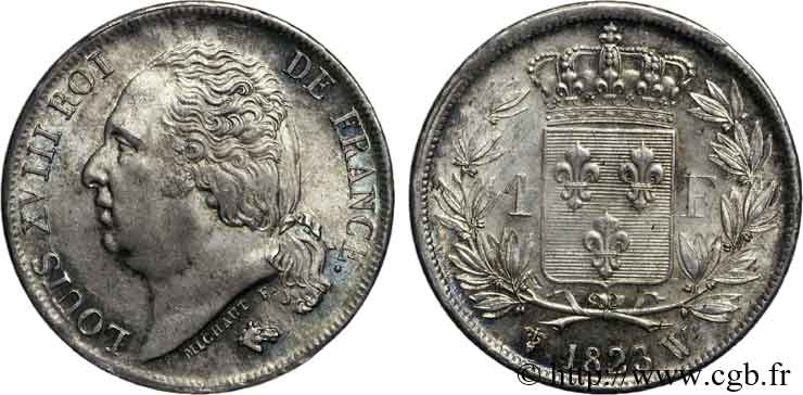 1 franc Louis XVIII 1823 Lille F.206/54 VZ 