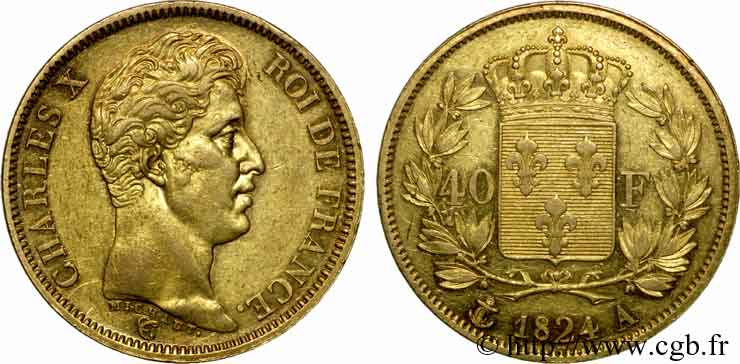 40 francs Charles X, 1er type 1824 Paris F.543/1 MBC 