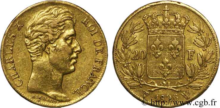 20 francs Charles X 1826 Lille F.520/5 TTB 