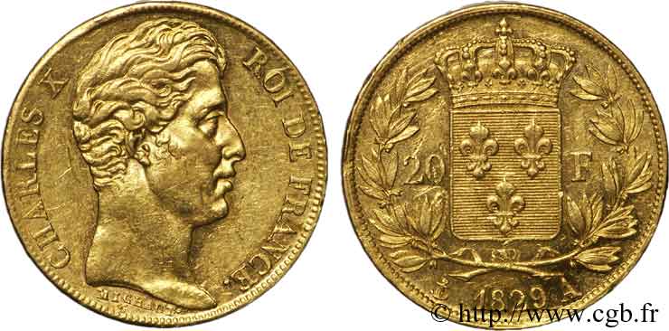 20 francs Charles X 1829 Paris F.520/10 XF 
