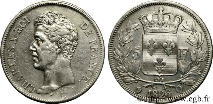 5 francs Charles X, 1er type 1826 Perpignan F.310/25 SS 