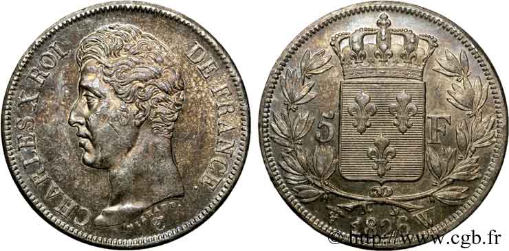 5 francs Charles X, 1er type 1826 Lille F.310/27 VZ 