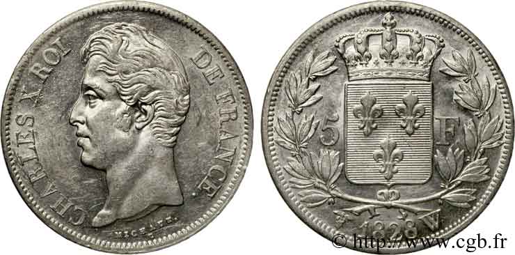 5 francs Charles X, 2e type 1828 Lille F.311/26 VZ 