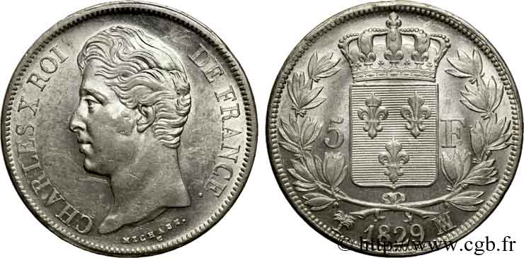 5 francs Charles X, 2e type 1829 Marseille F.311/36 AU 