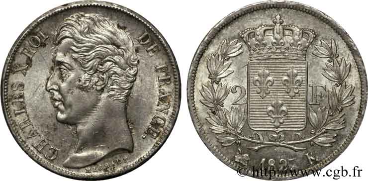 2 francs Charles X 1827 Bordeaux F.258/30 SUP 