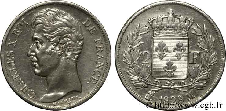 2 francs Charles X 1828 Toulouse F.258/45 MBC 