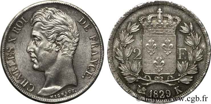 2 francs Charles X 1829 Bordeaux F.258/55 AU 