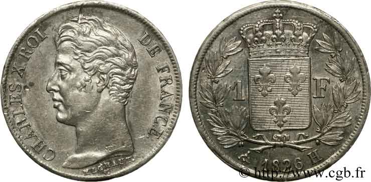 1 franc Charles X 1826 La Rochelle F.207/17 TTB 