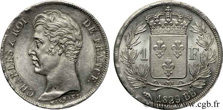 1 franc Charles X 1829 Strasbourg F.207A/15 MS 