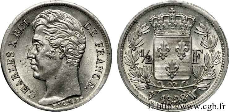 1/2 franc Charles X 1828 Lille F.180/36 MS 