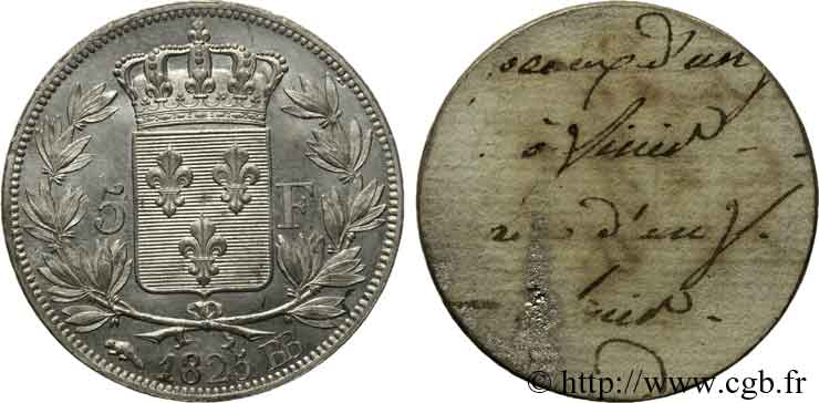 Épreuve uniface de revers de 5 francs, par Michaut 1825 Strasbourg VG.-  SPL 