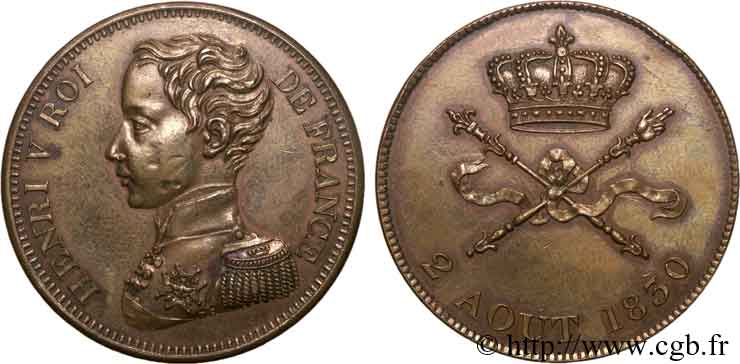 HENRY V COUNT OF CHAMBORD Médaille pour l’avènement d’Henri V XF
