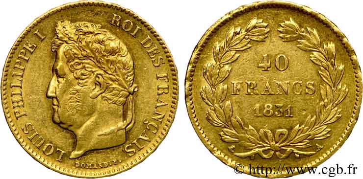 40 francs or Louis-Philippe, sans étoile 1831 Paris F.546/2 SPL 