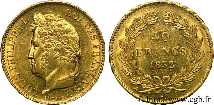 40 francs or Louis-Philippe 1832 Rouen F.546/4 AU 