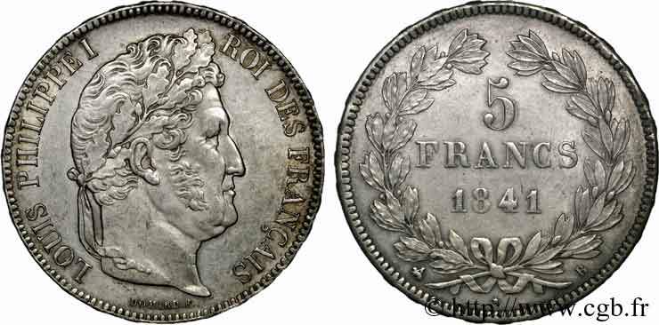 5 francs, IIe type Domard 1841 Rouen F.324/91 SUP 