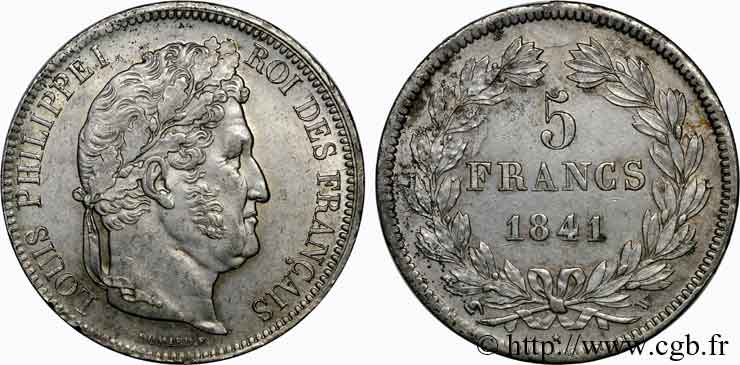 5 francs, IIe type Domard 1841 Lille F.324/94 AU 