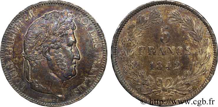 5 francs, IIe type Domard 1842 Lille F.324/99 SUP 