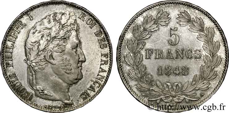 5 francs, IIIe type Domard 1848 Paris F.325/17 fST 