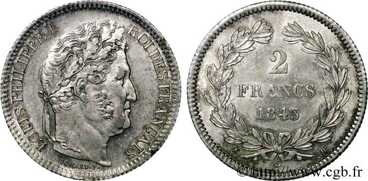 2 francs Louis-Philippe 1843 Strasbourg F.260/94 SUP 
