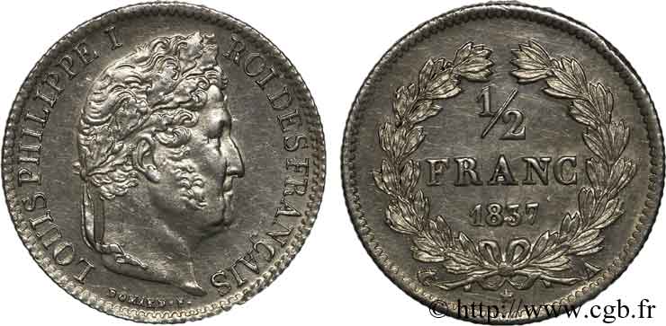 1/2 franc Louis-Philippe 1837 Paris F.182/67 VZ 