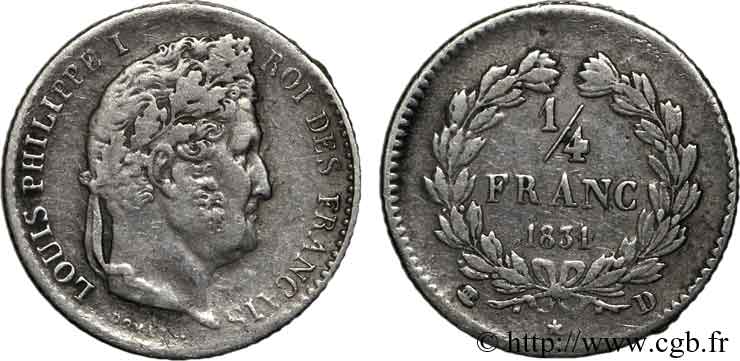 1/4 franc Louis-Philippe 1831 Lyon F.166/4 VF 