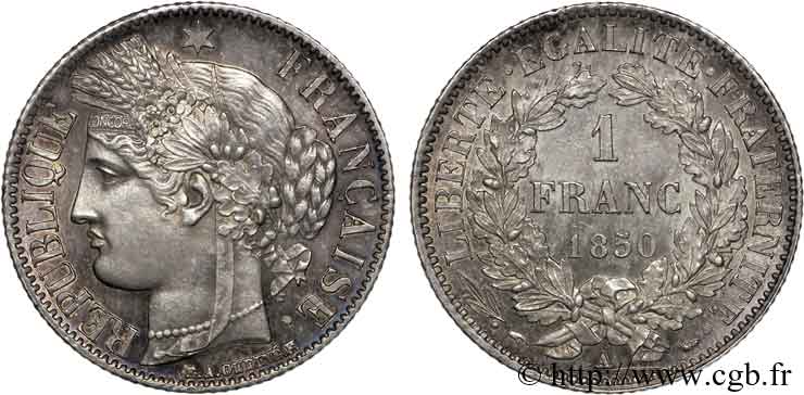 1 franc Cérès Deuxième république 1850 Paris F.211/4 AU 