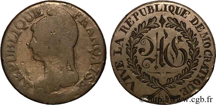 Cinq centimes Dupré, grand module, regravé en laissez-passer 1848 - F.115/- var. MB 