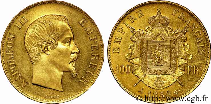 100 francs or Napoléon III tête nue 1858 Paris F.550/5 SUP 