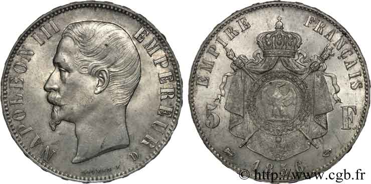 5 francs Napoléon III tête nue 1856 Lyon F.330/9 SUP 