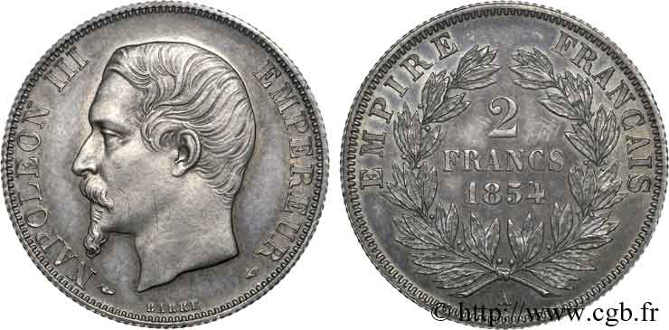 2 francs Napoléon III tête nue 1854 Paris F.262/2 VZ 