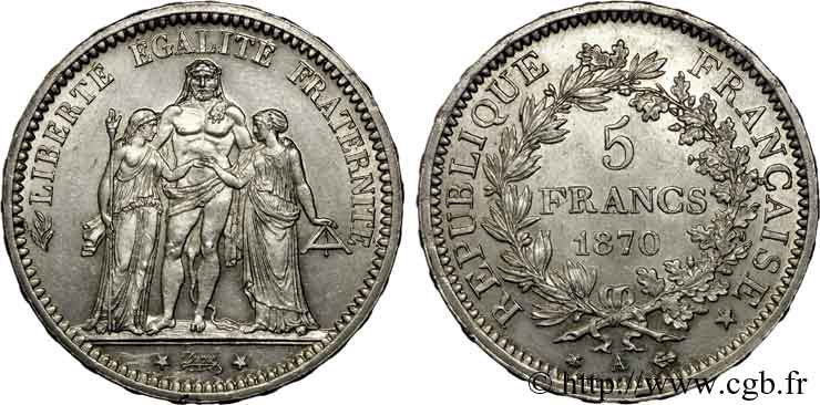 5 francs Hercule 1870 Paris F.334/1 SUP 