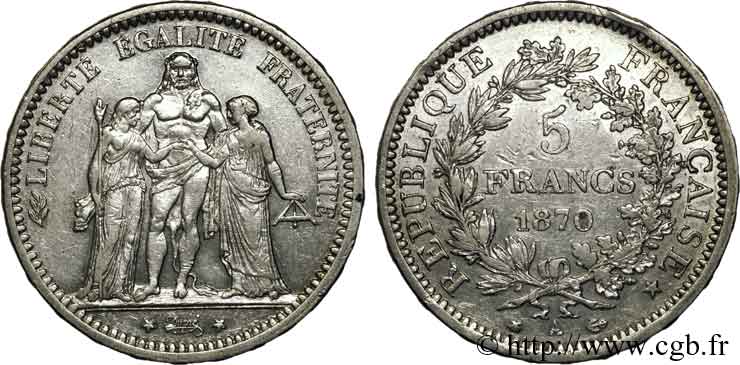 5 francs Hercule 1870 Paris F.334/1 BB 