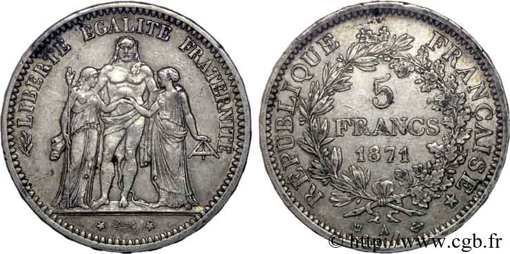 5 francs Hercule 1871 Paris F.334/3 XF 
