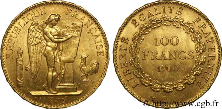 100 francs génie, tranche inscrite en relief Dieu protège la France 1900 Paris F.552/13 MBC 