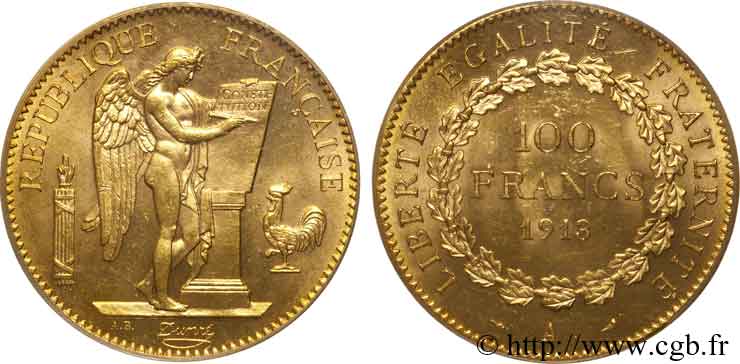 100 francs génie, tranche inscrite en relief liberté égalité fraternité 1913 Paris F.553/7 MS 