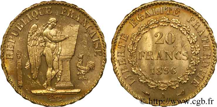 20 francs génie 1896 Paris F.533/21 EBC 