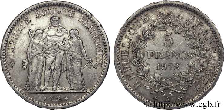 5 francs Hercule 1872 Paris F.334/6 TTB 